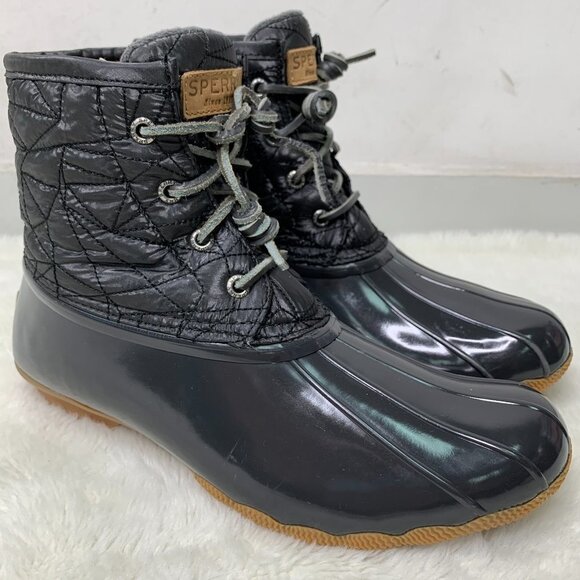 Sperry Women's Black Duck Boots Size 10 - Picture 2 of 16